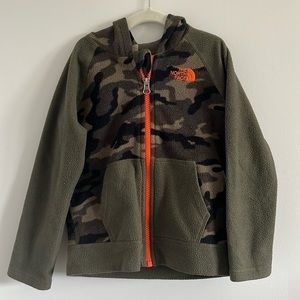 Hooded Boys North Face Camo Fleece zip-up